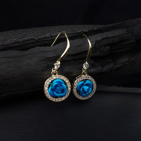 Royal Blue Rose Earrings - D66-1